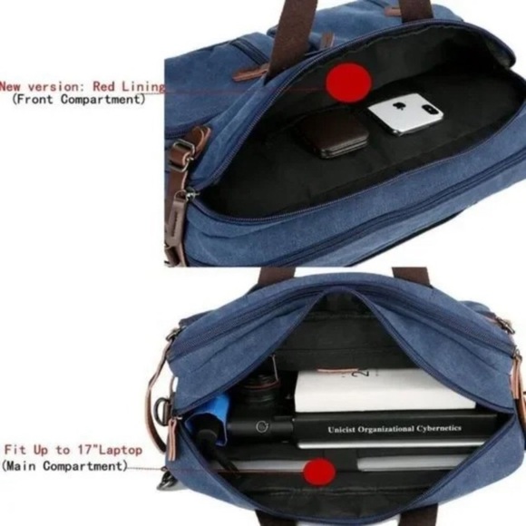 NEW Convertible Briefcase Backpack Blue - Picture 8 of 9